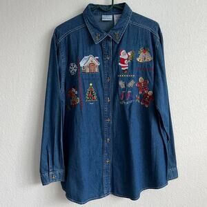 Vintage  christmas denim button down